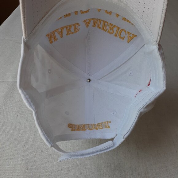 New MAGA - 45-47 - Flag - Trump - White with Gold Baseball Cap - Adjustable Fit - Picture 9 of 10